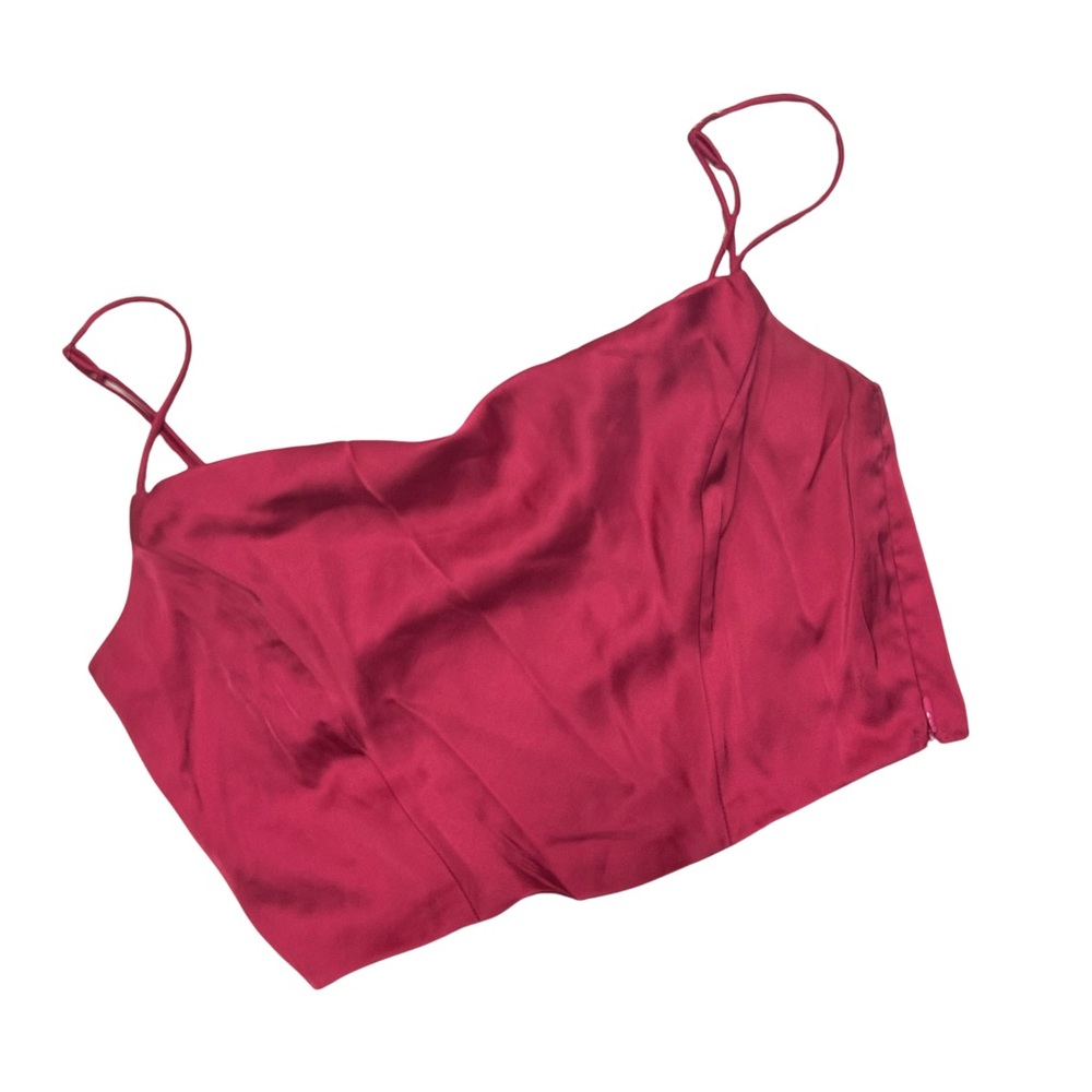 H&M Women’s Hot Pink Crop Top with Boning and Adjustable Spaghetti Straps